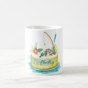 Taza De Café Pescando cumpleaños con tema de pastel