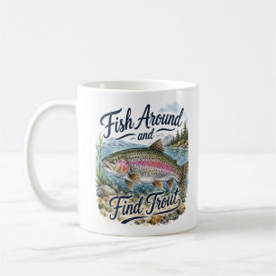 Taza De Café Pescar alrededor y encontrar trucha divertido cita