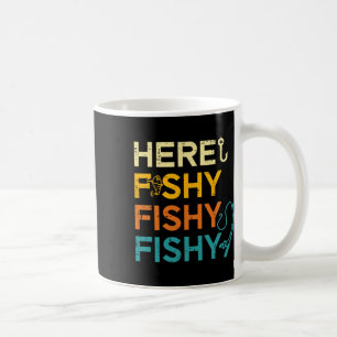 Taza De Café Pescar Aquí Pescar Retro Amante Del Pescado Pescad