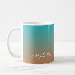 Taza De Café Pesos marrones y azules personalizados