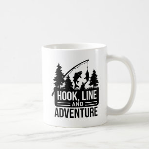 Taza De Café Pesquero y Ilustracion de acampada al aire libre