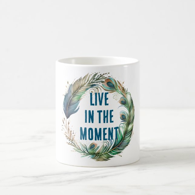 Taza De Café Pestañas de pavo real verde azul (Centro)
