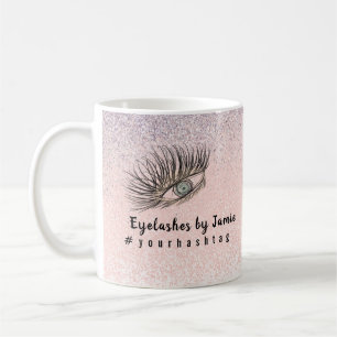 Taza De Café Pestañas Dibujadas a Mano Negocio Salón Brillo 