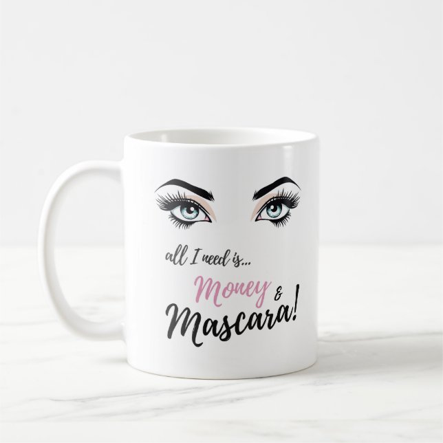 Taza De Café pestañas, maquillaje, rímel, regalo para chicas (Izquierda)