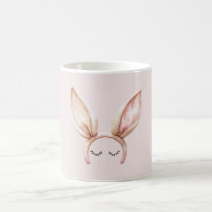 Taza De Café Pestañas Ojos Orejas de Conejo Rosa