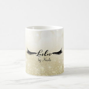 Taza De Café Pestañas Pestañas Doradas Glam Belleza Personaliza