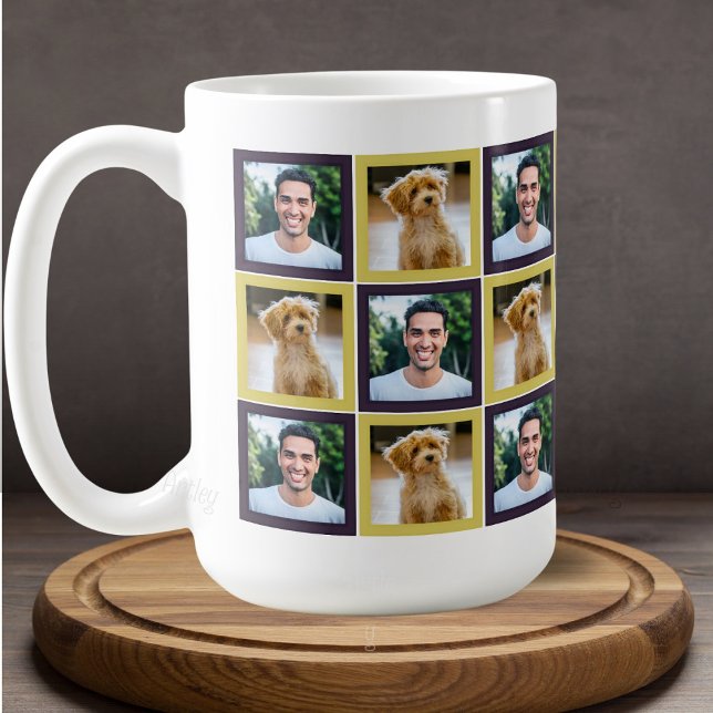 Taza De Café Pet Photo Patchwork Squares Pattern Mom Dad   (Subido por el creador)