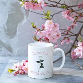 Taza De Café Pétalo de Rosa Blanca Baño de Novia