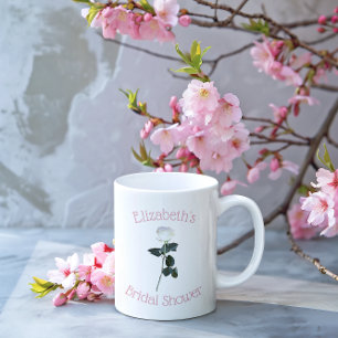 Taza De Café Pétalo de Rosa Blanca Rosa Cumpleaños Nupcial