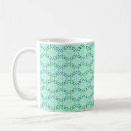 Taza De Café Pétalos de flores geométricas verdes y púrpura