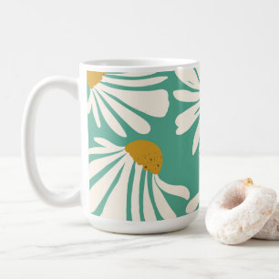 Taza De Café Pétalos de margarita blanca de verano con fondo pe