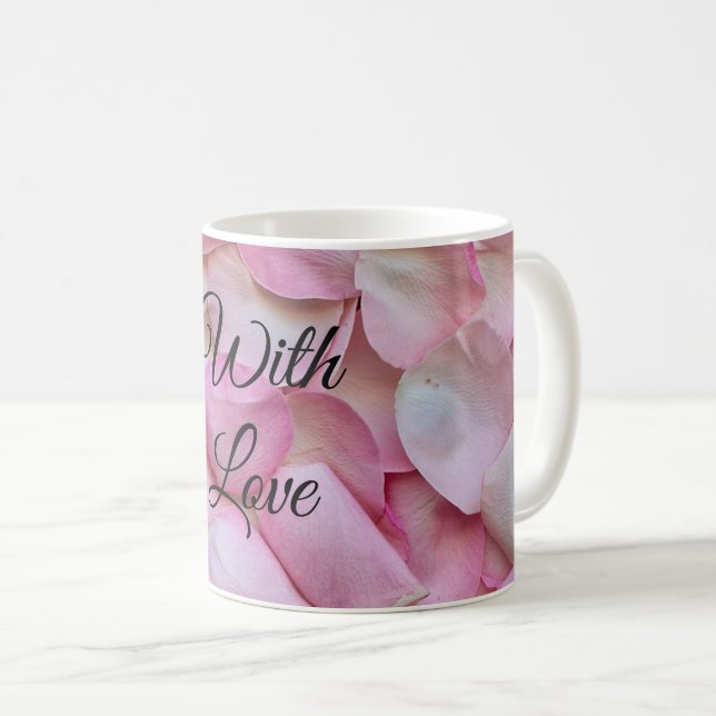 Taza De Café Pétalos rosados románticos (Anverso derecho)