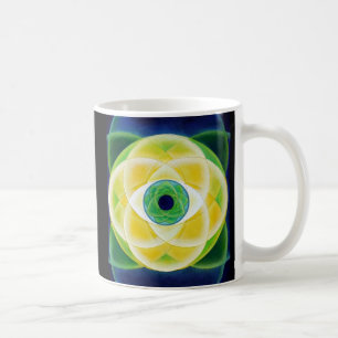 Taza De Café Pétalos verdes de color azul ocular