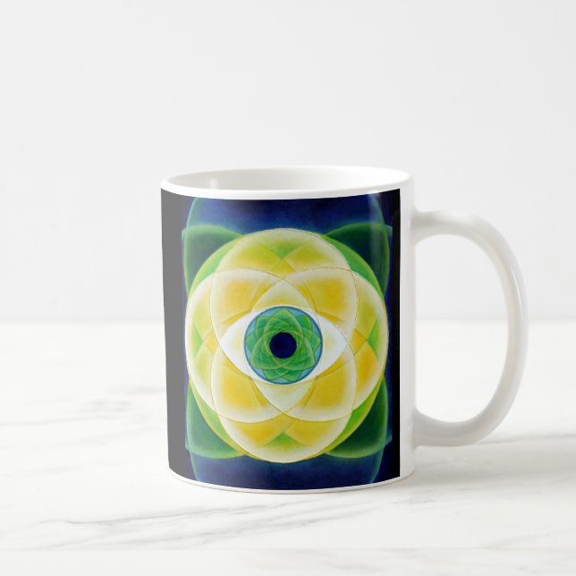 Taza De Café Pétalos verdes de color azul ocular (Derecha)