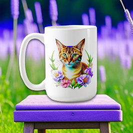 Taza De Café Pétalos y flores de gato y Bonito puros