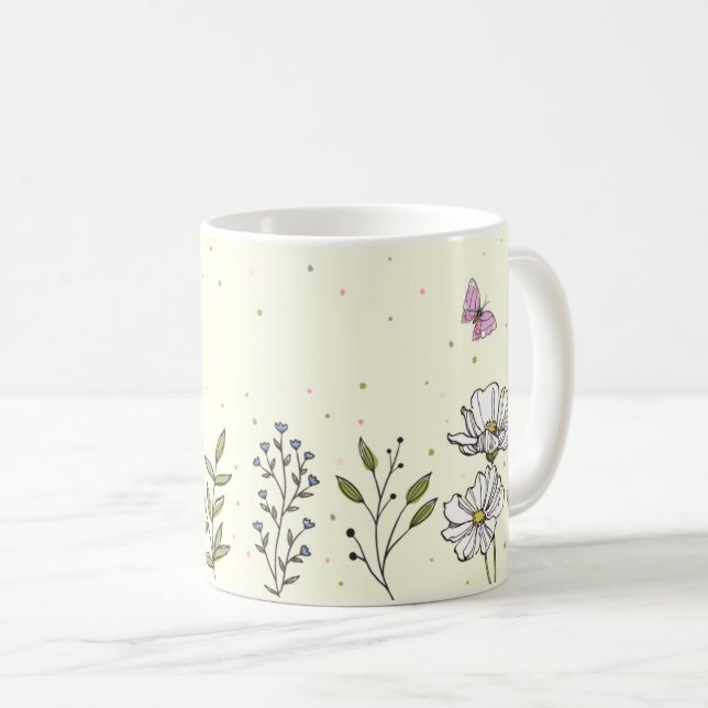 Taza De Café Pétalos y Pasteles | Café floral cutáneo mug (Anverso derecho)
