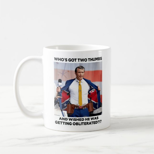 TAZA DE CAFÉ PETE HEGSETH "OBLITERATED" COFFEE MUG (Izquierda)
