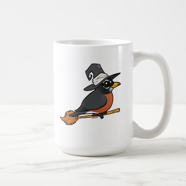 Taza De Café Petirrojo Americano Bruja Halloween Birdorable (Derecha)