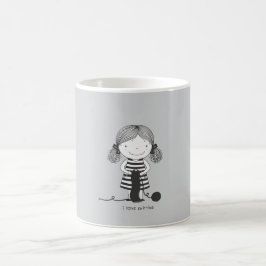 Taza De Café Petite Fille Adorable qui Tricote I Love Knitting