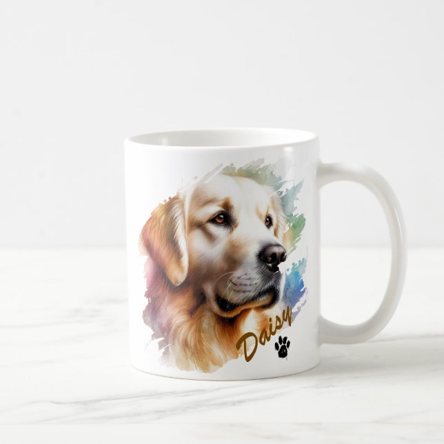 Taza De Café Pet's Brush Modern Cool Typography Name (Derecha)