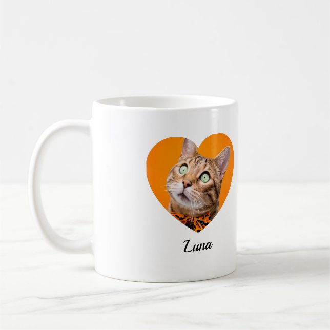 Taza De Café Pet's Cute Modern Typography Name and heart Photo (Izquierda)