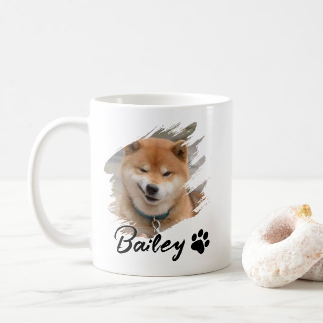 Taza De Café Pet's Simple Modern Cool Typography Name and Photo (Con donut)