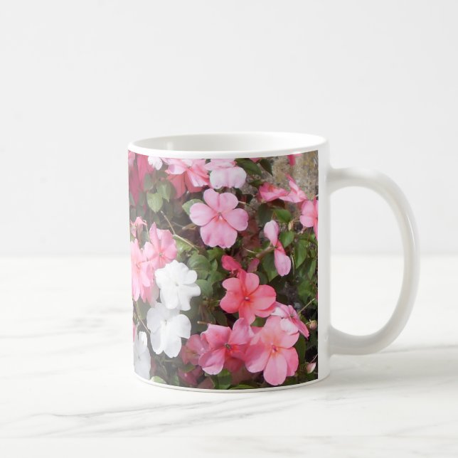 Taza De Café Petunias Flores rosas y blancas (Derecha)