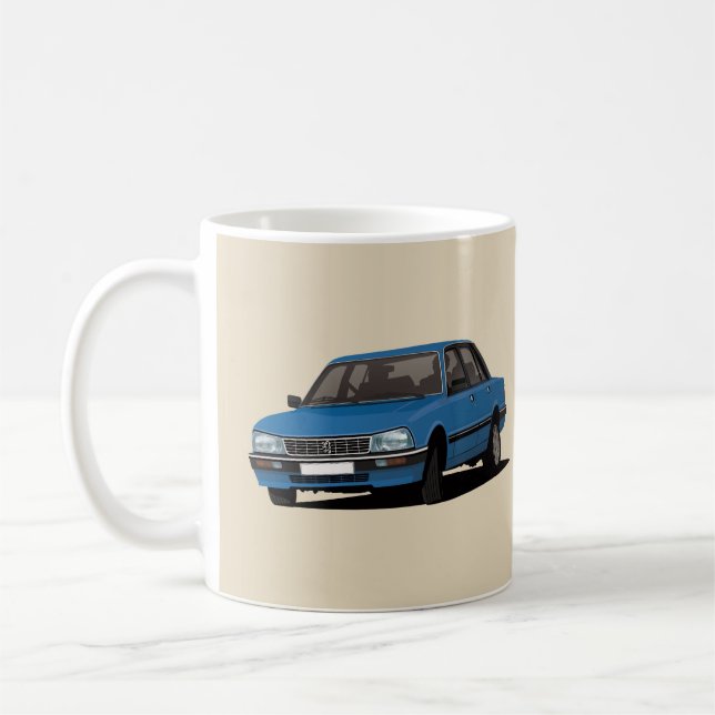 Taza De Café Peugeot que arrincona 505 - azul - (Izquierda)