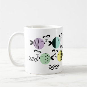 Taza De Café Pez abstracto sin fisuras escandinavo moderno mari