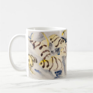 Taza De Café Pez ángel amarillo minimalista acuarela vintage