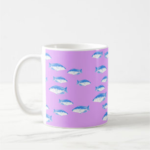 Taza De Café Pez azul sobre lila