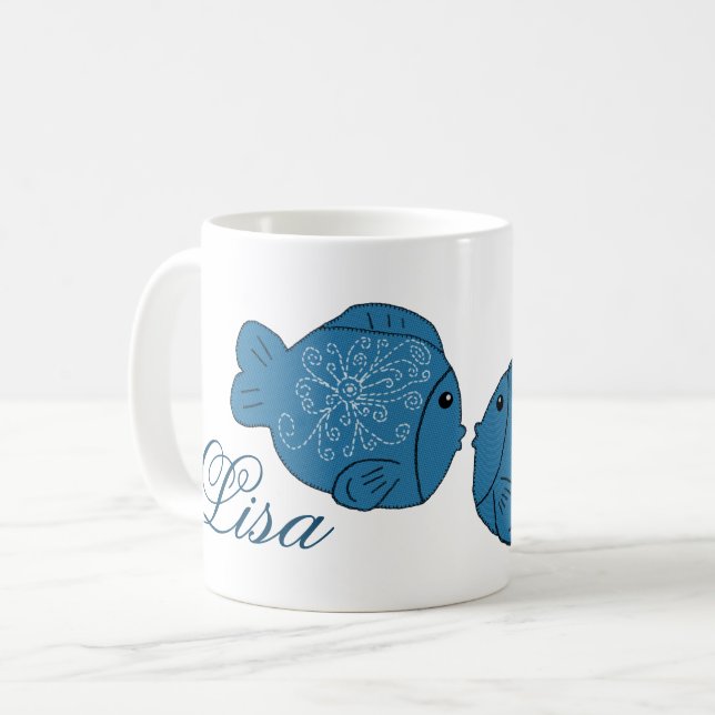 Taza De Café Pez doble personalizado (Anverso izquierdo)