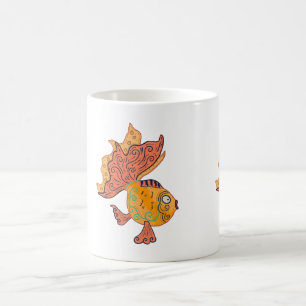 Taza De Café Pez dorado caprichoso del arte popular Fantasía