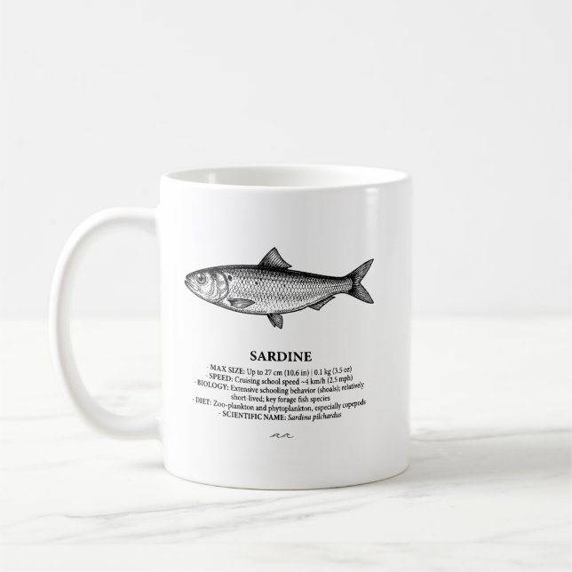 Taza De Café Pez Escolar de Sardinas Vintage  (Izquierda)