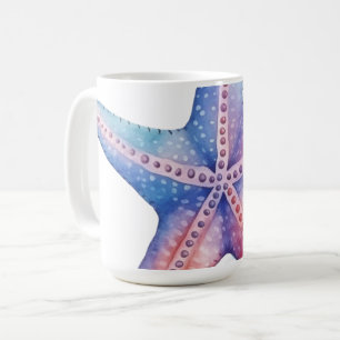 Taza De Café pez estrella en un pequeño pegatina