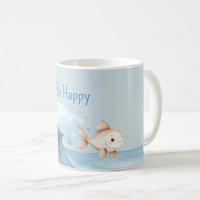 Taza De Café Pez Feliz Ola Oceánica (Anverso derecho)
