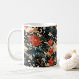 Taza De Café Pez Koi Japonés Patrón Continuo