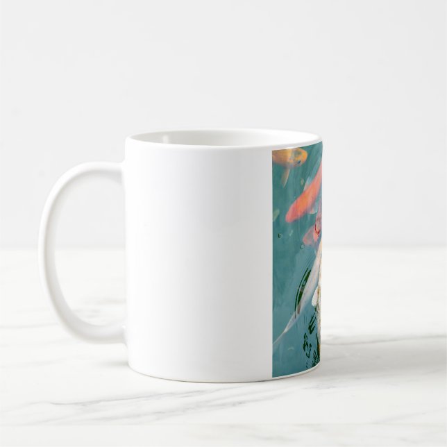 Taza De Café Pez Koi nadando en estanque (Izquierda)