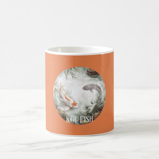 Taza De Café Pez Koi Naranja Blanco (Centro)
