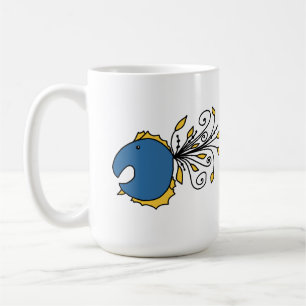 Taza De Café Pez pavo real azul y amarillo