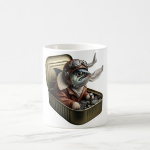 Taza De Café Pez Piloto Sardina Voladora Arte Divertido