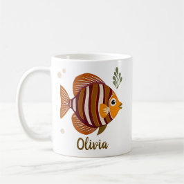 Taza De Café Pez Tropical Marrón Moderno