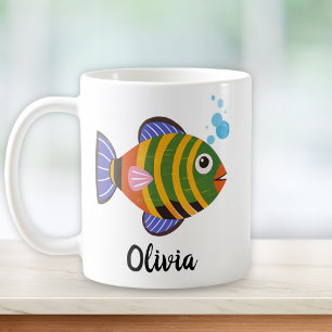 Taza De Café Pez Tropical Moderno y Colorido