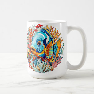 Taza De Café Pez Tropical Vibraciones de Verano Coloridas