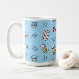 Taza De Café Pharmacy Student icons on blue Coffee Mug