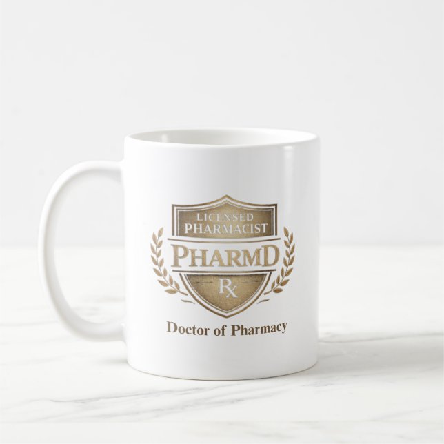 Taza De Café PharmD Licensed Pharmacist Emblem (Izquierda)