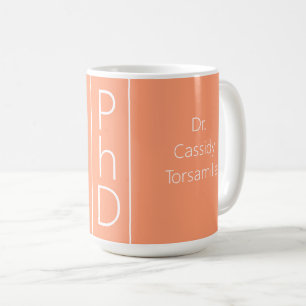 Taza De Café PhD blanco de nombre de graduado