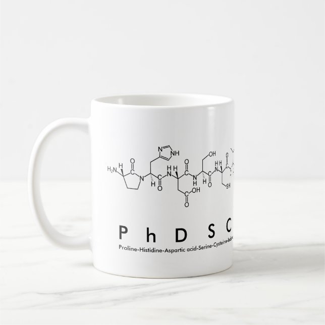 Taza De Café PhDScientista frase péptido mug (Izquierda)