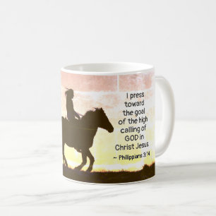 Taza De Café Philippians 3:13-14 presiono hacia el gol, Caballo
