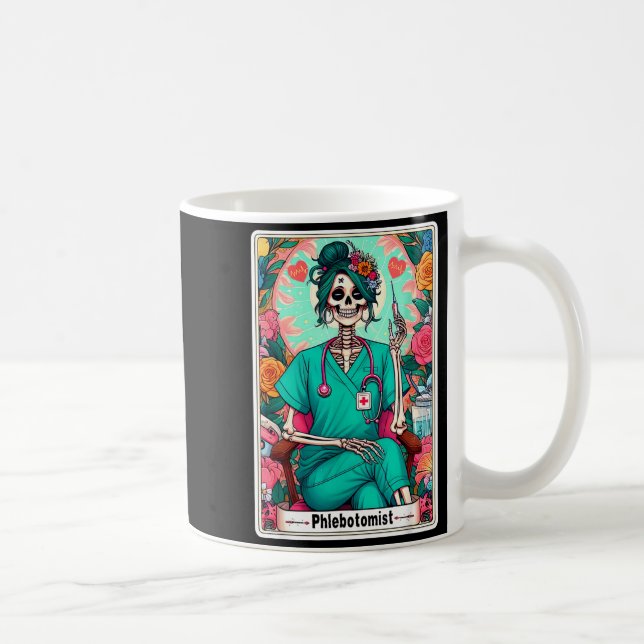 Taza De Café Phlebotomist Tarot Card Skeleton Phlebotomy Tech P (Derecha)